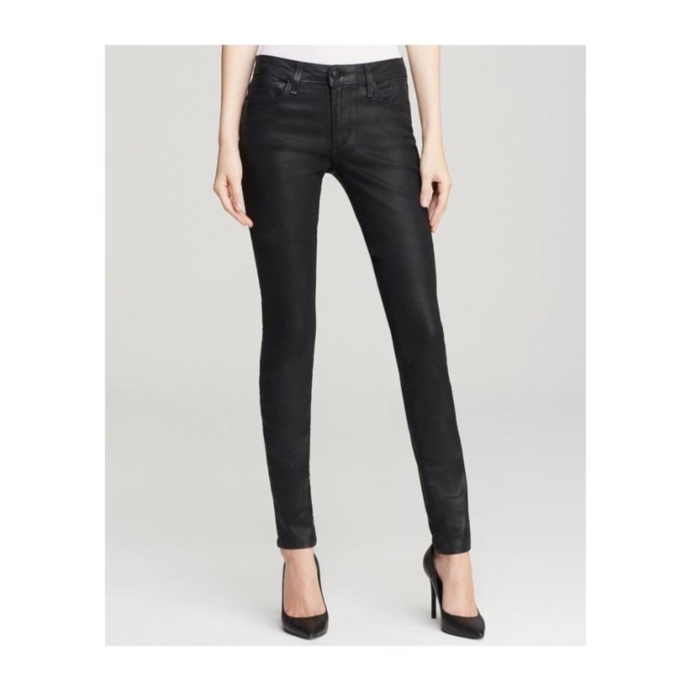 JOE’S JEANS Mid Rise Skinny Coated Jet Black Jeans Size 25
